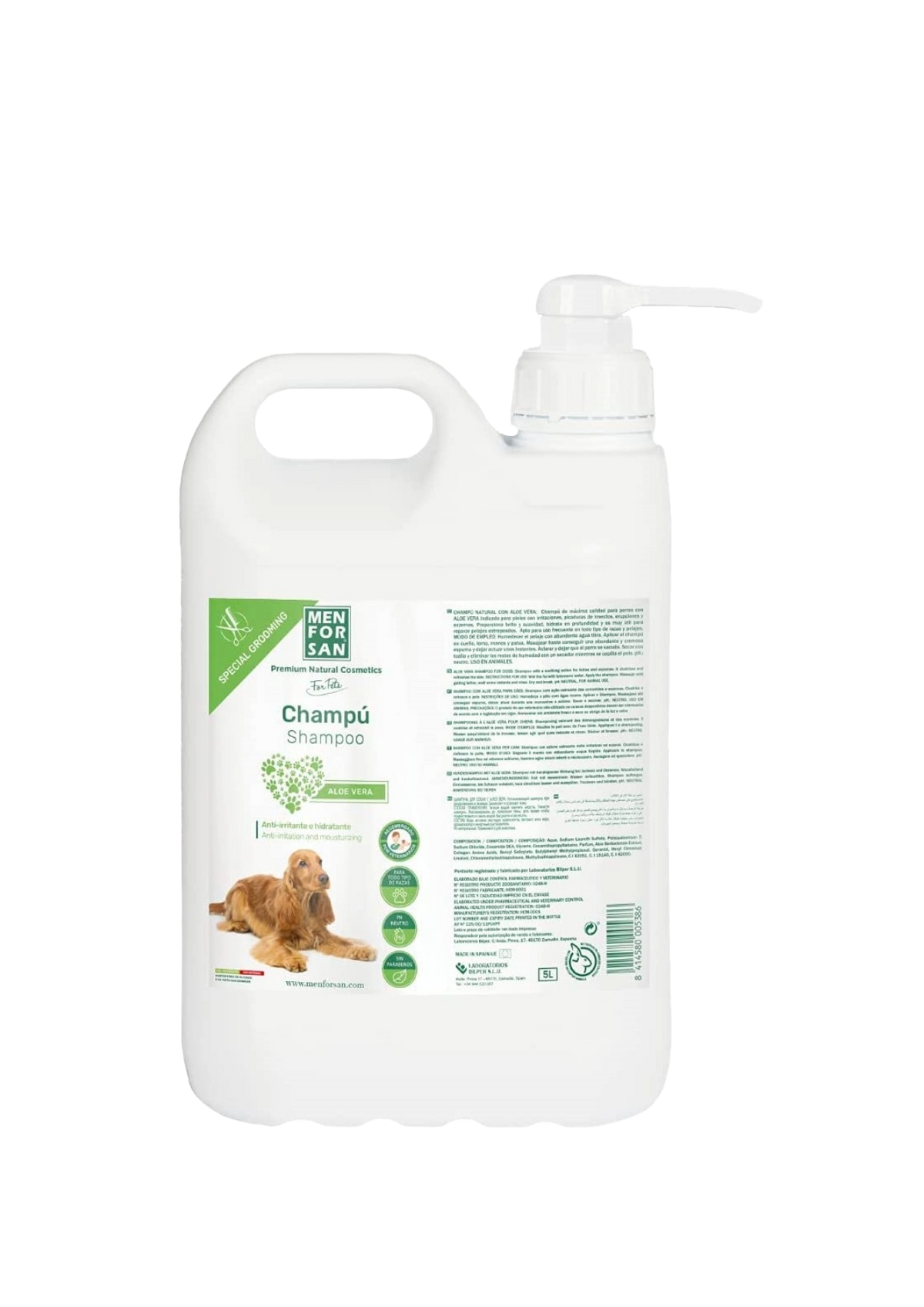 Shampoo per cani Menforsan all'aloe vera, 5 L