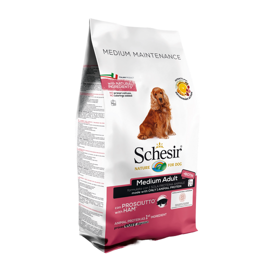 Crocchette per cani Schesir Medium Mantenimento prosciutto, 12 kg