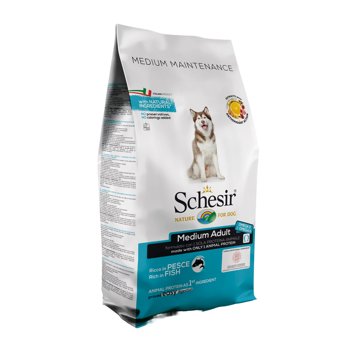 Crocchette per cani Schesir Medium Mantenimento pesce, 12 kg