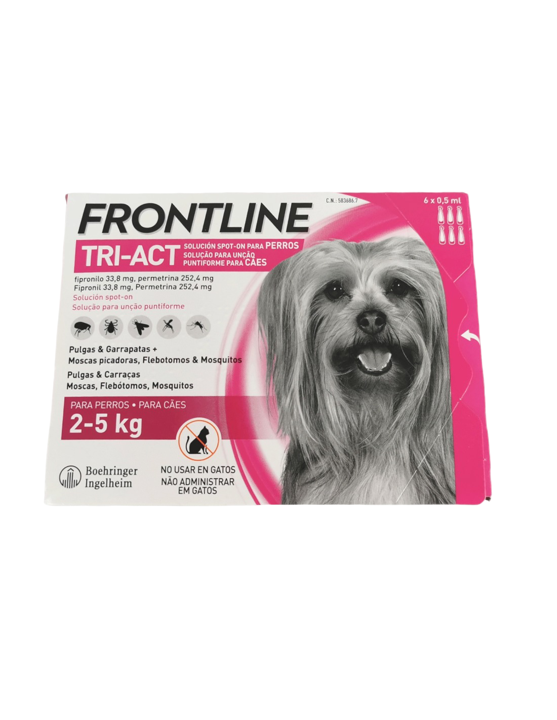 Frontline Tri-Act pipette antiparassitarie per cani 2–5 kg, 6 pipette