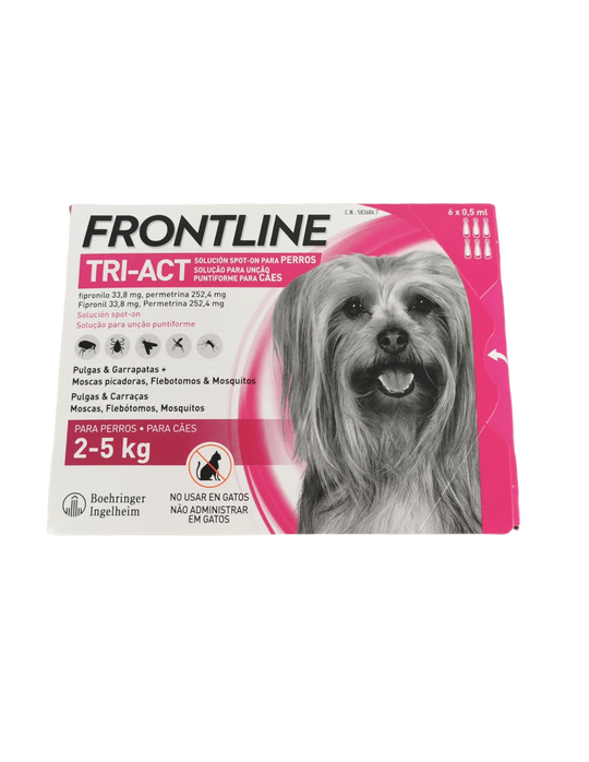 Frontline Tri-Act pipette antiparassitarie per cani 2–5 kg, 6 pipette