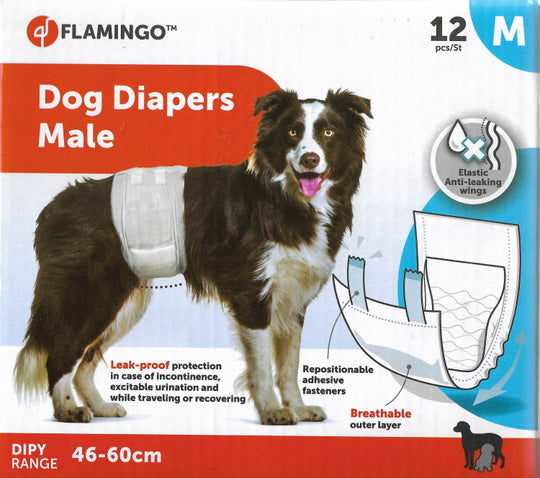 Fasce igieniche per cani maschi Flamingo taglia 2 (M), 46-60 cm
