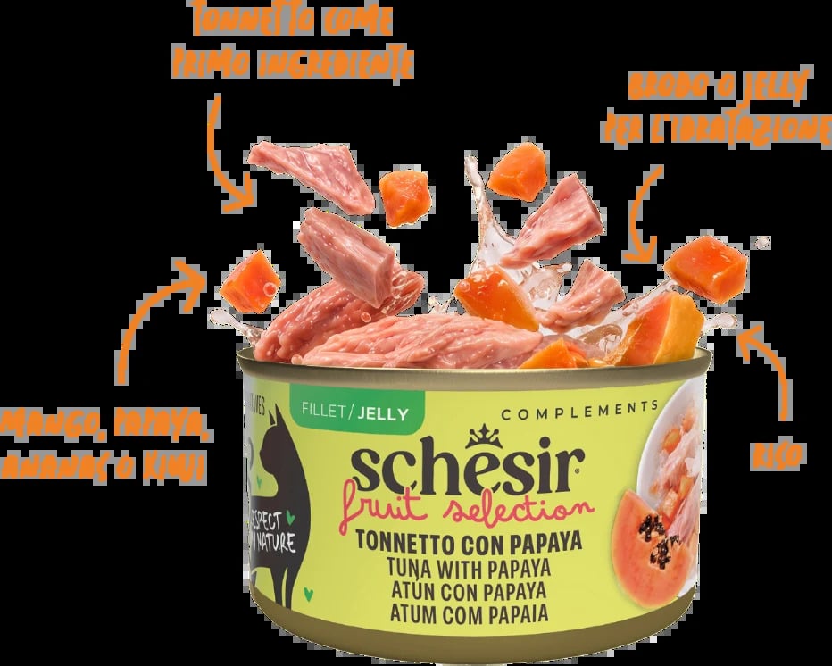 Cibo umido per gatti Schesir tonno con papaya, 75 g – immagine 2