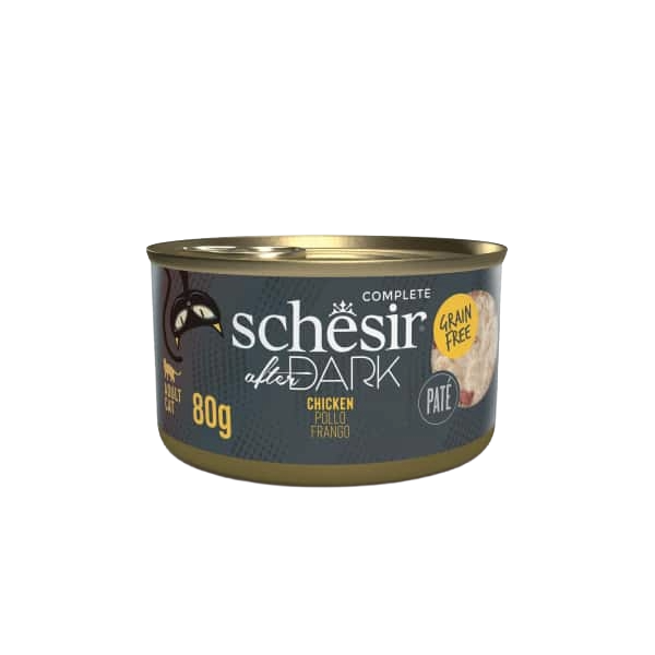 Cibo umido per gatti Schesir After Dark paté pollo, 80 g
