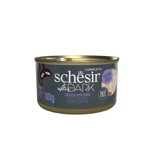 Cibo umido per gatti Schesir After Dark paté pollo con anatra, 80 g