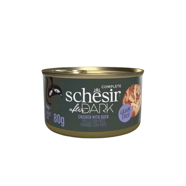 Cibo umido per gatti Schesir After Dark pollo con anatra, 80 g