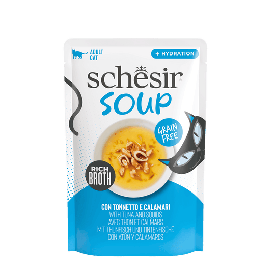 Zuppa per gatti Schesir tonno con calamari 40 g