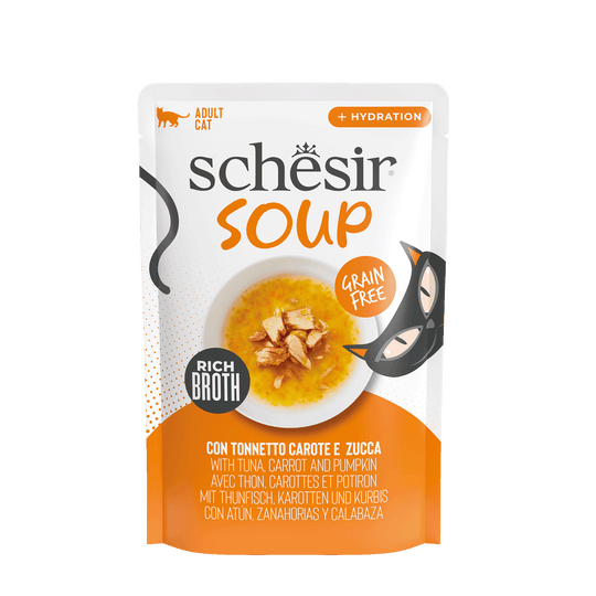 Zuppa per gatti Schesir tonno con carote e zucca 40 g