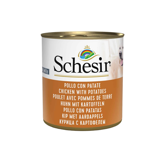 Cibo umido per gatti Schesir pollo con patate, lattina 285 g