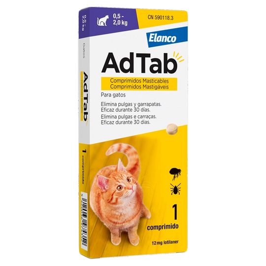Antiparassitario gatti pastiglie AdTab 12 mg, da 0,5 a 2 kg