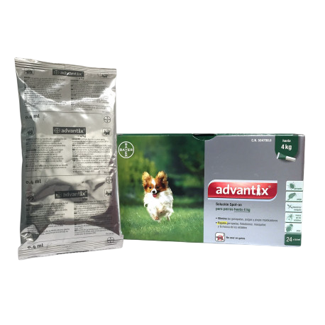 Pipette antiparassitarie per cani Advantix 0–4 kg, 4 pipette (blister)