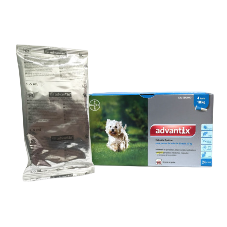 Pipette antiparassitarie per cani Advantix 4–10 kg, 4 pipette (blister)