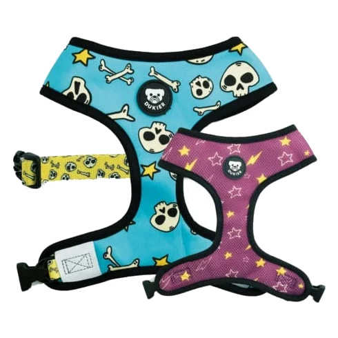 Pettorina reversibile Dukier Calaveras, blu e viola, taglie da T1 a T4