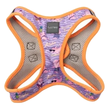 Pettorina step-in per cani FuzzYard Aloha Dolphins traspirante