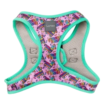 Pettorina step-in per cani FuzzYard Fiesta traspirante e riflettente
