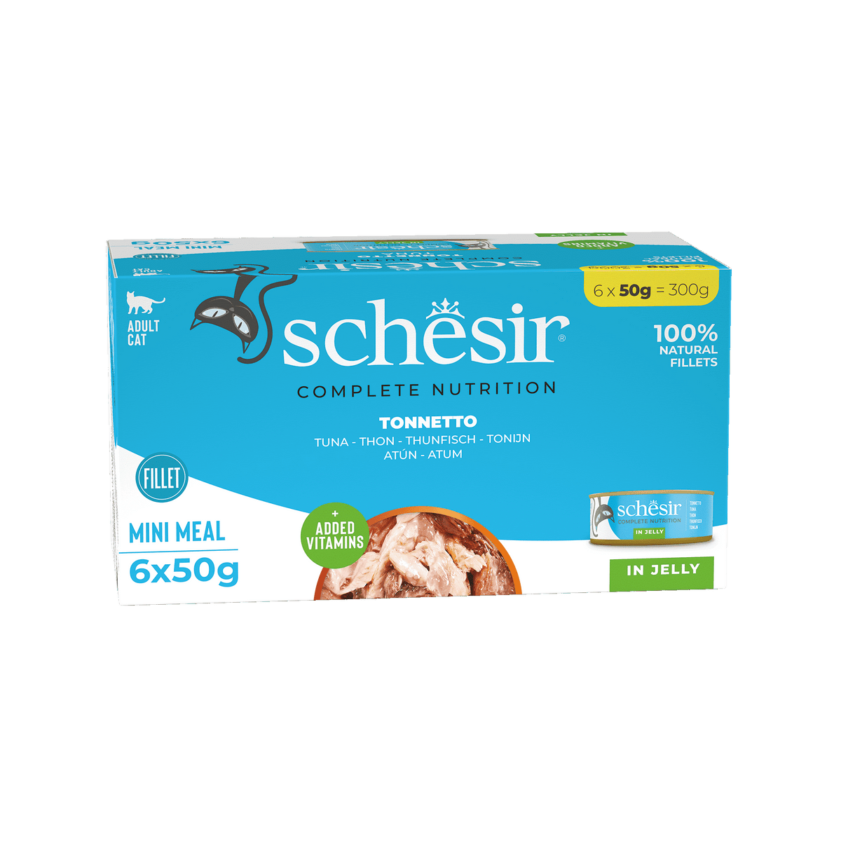 Cibo umido per gatti Schesir tonno, 6 × 50 g, multipack
