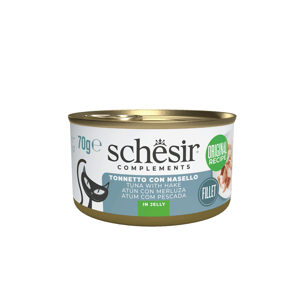 Cibo umido per gatti Schesir tonno e nasello, lattina 70 g