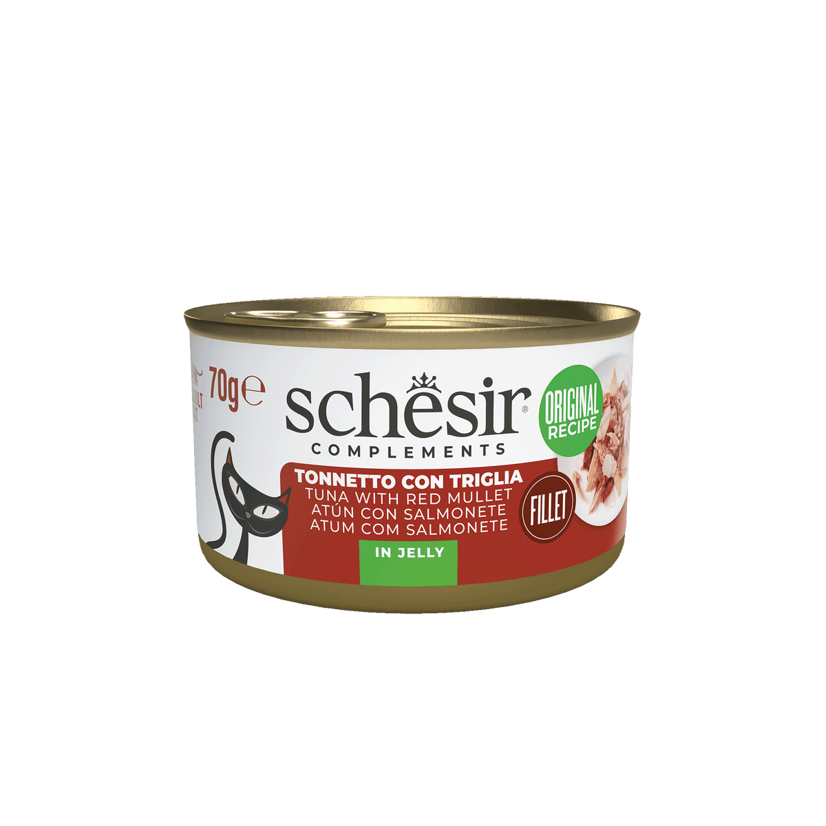 Cibo umido per gatti Schesir tonno con triglia, lattina 70 g