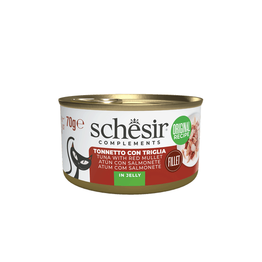 Cibo umido per gatti Schesir tonno con triglia, lattina 70 g