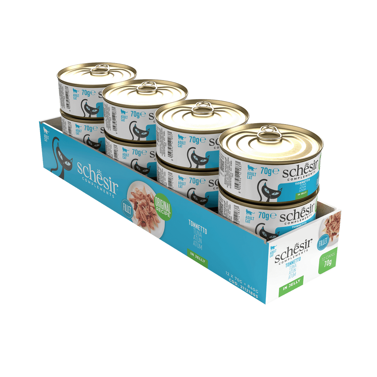 Cibo umido per gatti Schesir tonno in gelatina, lattina 70 g – immagine 2