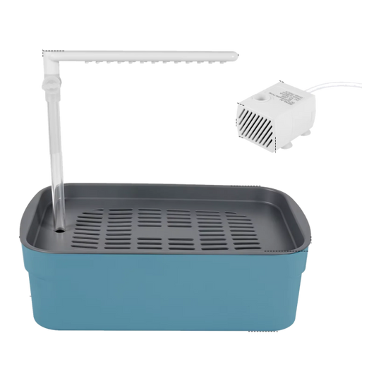 Vaschetta bagno per uccelli con doccia automatica blu grande e pompa USB
