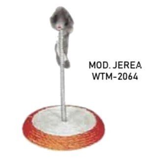 Base rotonda tiragraffi in sisal con molla e topolino per gatti, diametro 13 cm