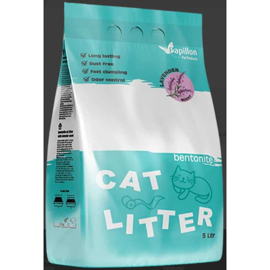 Lettiera per gatti in bentonite Papillon alla lavanda, 5 L