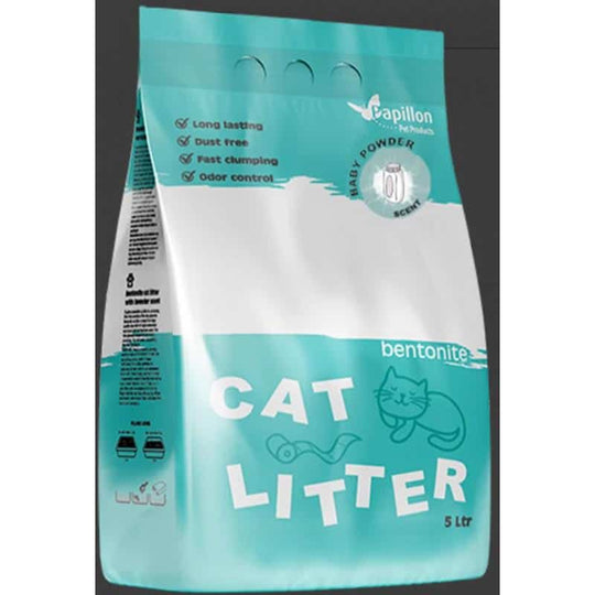 Lettiera per gatti in bentonite Papillon al talco, 5 L