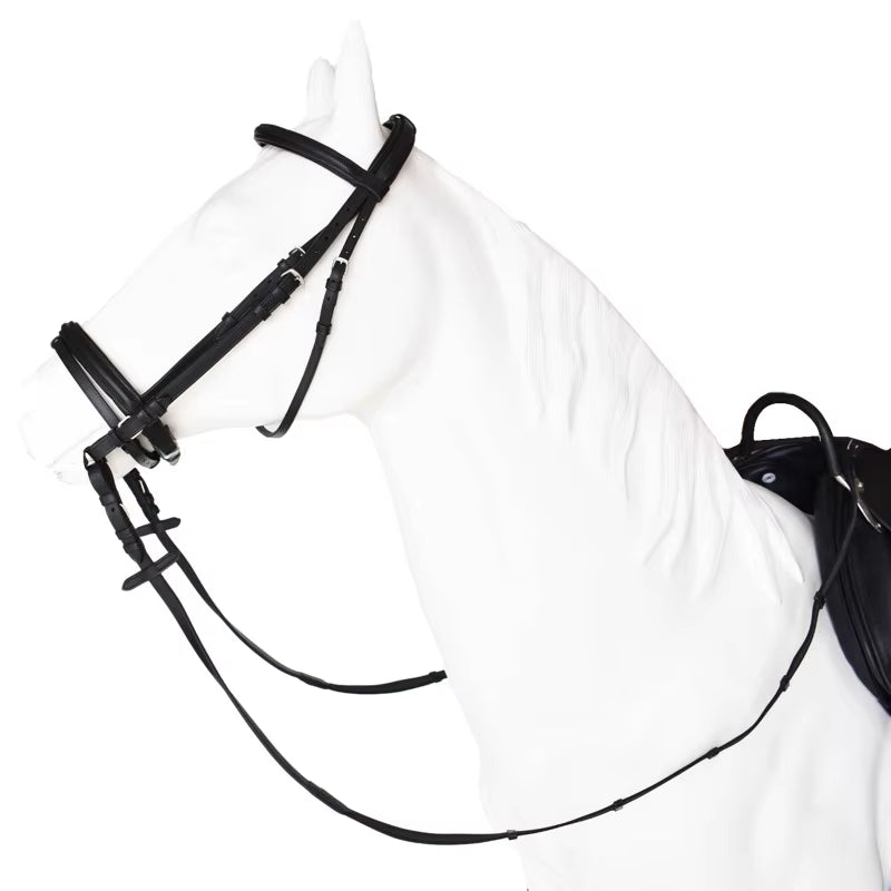Briglia inglese in cuoio per cavallo con redini – vista 4
