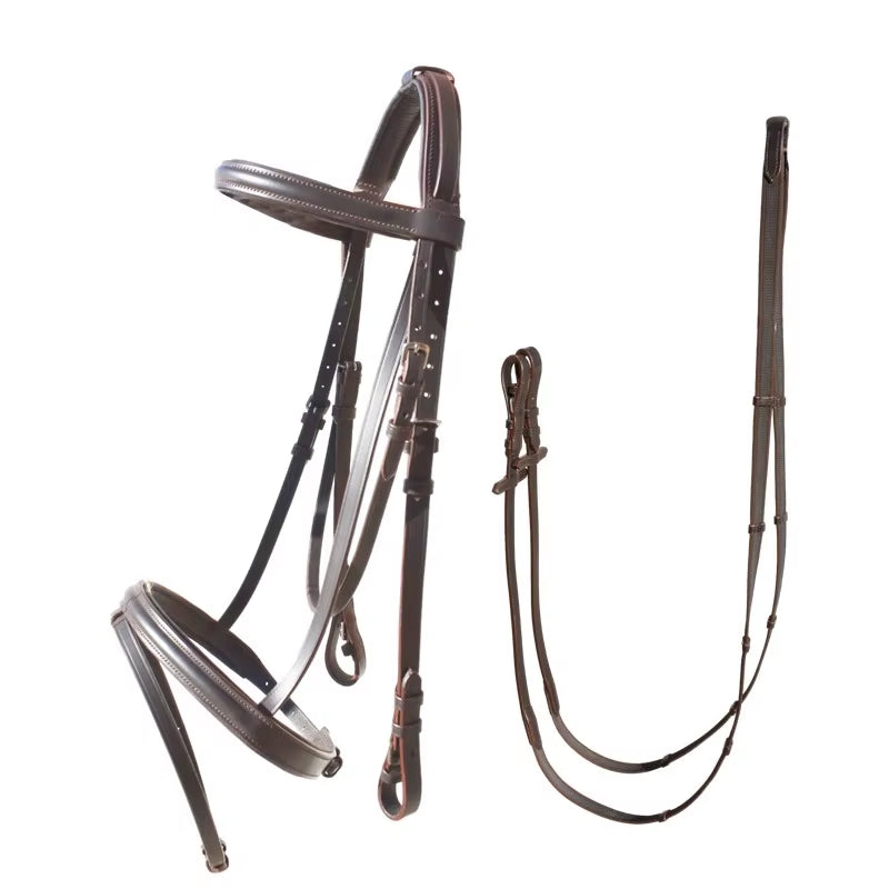Briglia inglese in cuoio per cavallo con redini – vista 5