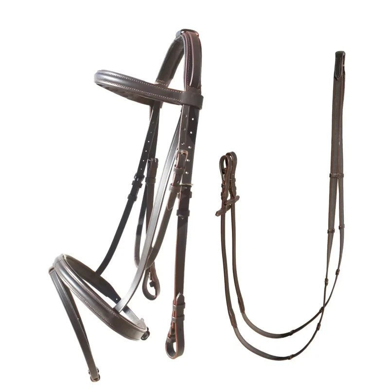Briglia inglese in cuoio per cavallo con redini – vista 8