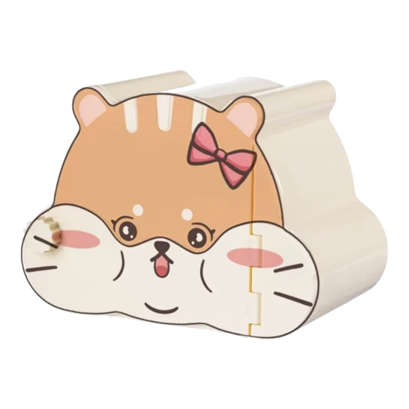 Casetta rifugio per criceto con disegno arancione e fiocco