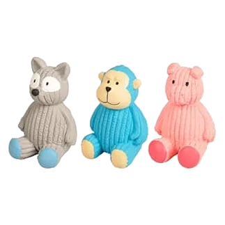 Maialino, orso e gorilla in lattice per cani, set da 3, 12 cm