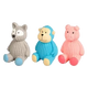 Maialino, orso e gorilla in lattice per cani, set da 3, 12 cm