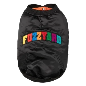 Bomber satinato per cani FuzzYard Frat nero