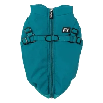 Giacca con pettorina per cani FuzzYard Flash verde petrolio