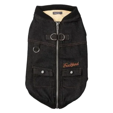 Giacca di jeans con pettorina per cani FuzzYard Kojima nera