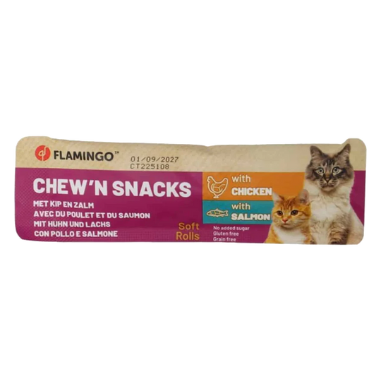 Snack per gatti Chew'n pollo e salmone, 10 g