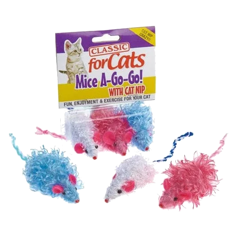 Topolini giocattolo per gatti Classic Curly Cutie Mice 3 pz