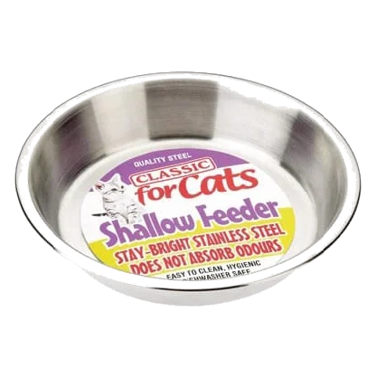 Ciotola per gatti Classic Shallow Stainless Steel Cat Dish 500 ml