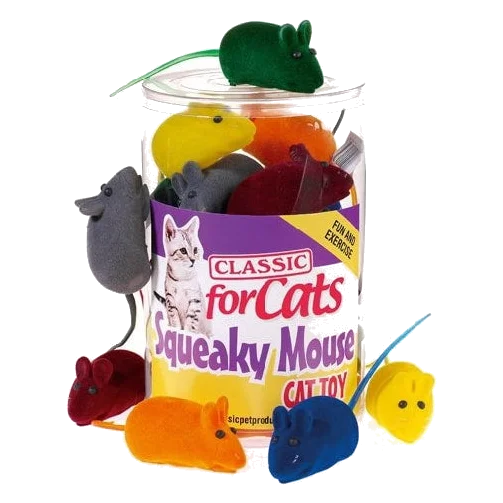Topolino giocattolo per gatti Classic Squeaky Mouse 60 mm 24 pz