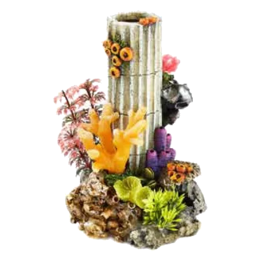 Colonna in pietra media con piante decorazione acquario
