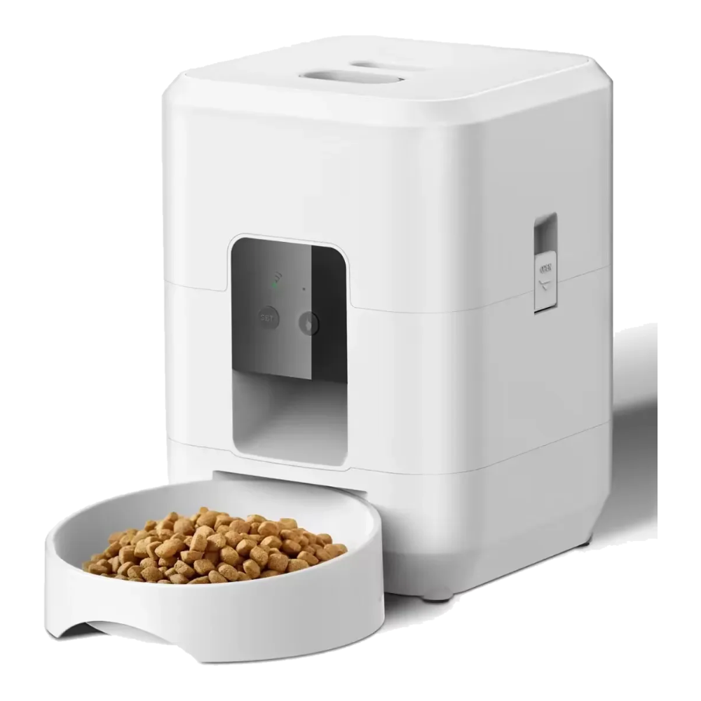 Distributore automatico cibo gatti bianco con WiFi e timer