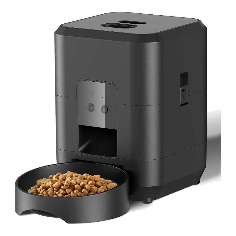 Distributore automatico cibo gatti nero con WiFi e timer