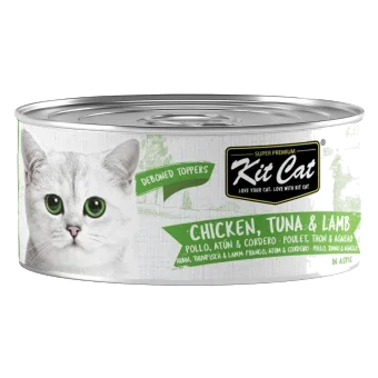 Cibo umido per gatti Kit Cat Toppers pollo, tonno e agnello in gelatina, 80 g