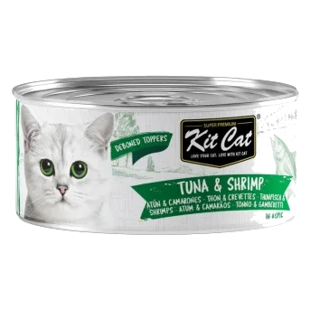 Cibo umido per gatti Kit Cat Toppers tonno e gamberetti in gelatina 80 g