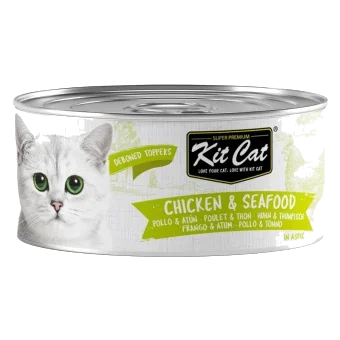 Cibo umido per gatti Kit Cat Toppers pollo e tonno in gelatina 80 g