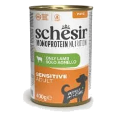 Cibo umido per cani adulti Schesir Monoprotein agnello, lattina 400 g