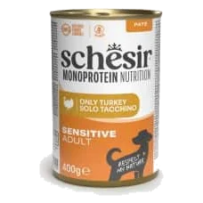 Cibo umido per cani adulti Schesir Monoprotein tacchino, lattina 400 g