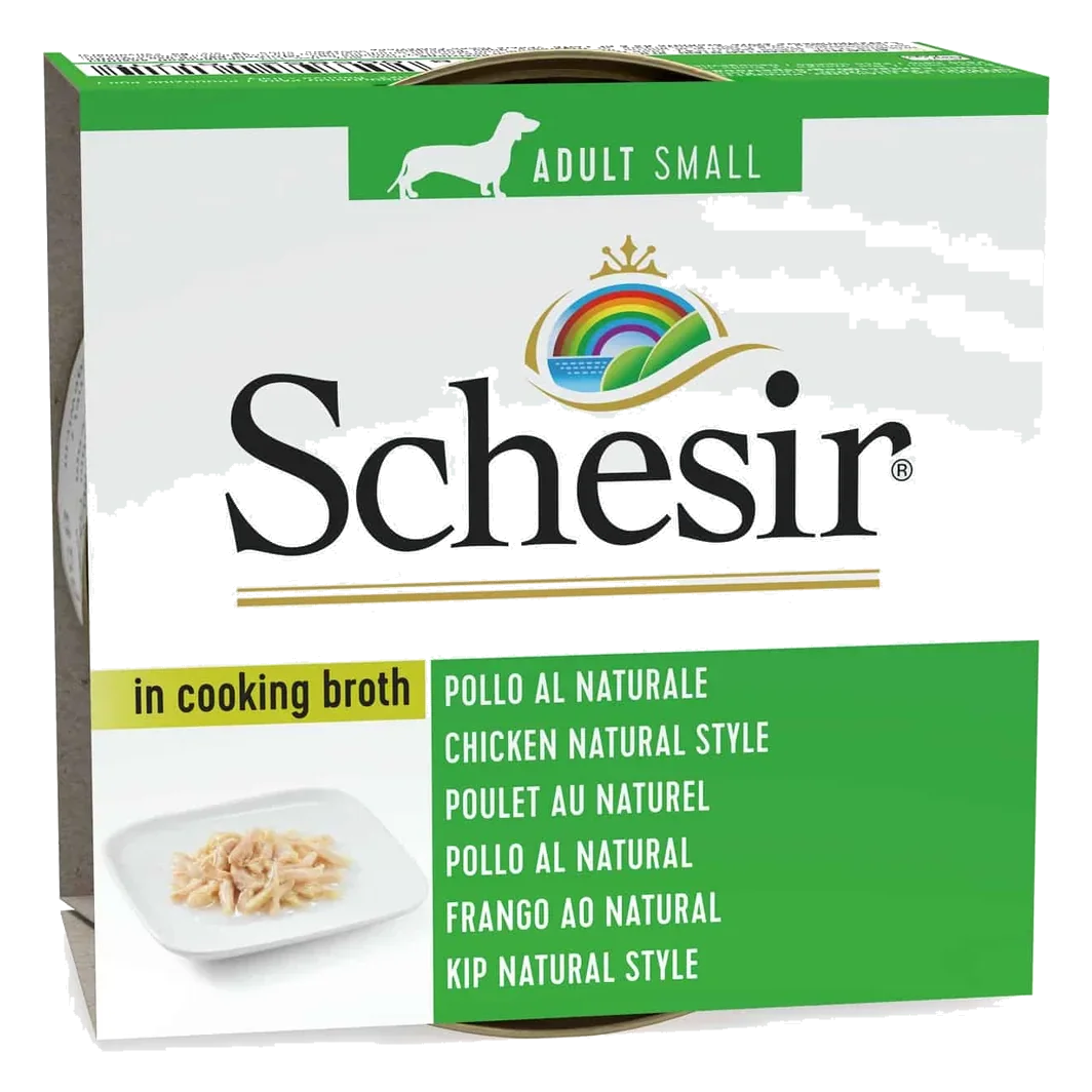 Cibo umido per cani adulti Schesir pollo al naturale, lattina 85 g